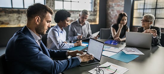 five people in meeting