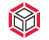 illustration: cube 3d à contour rouge