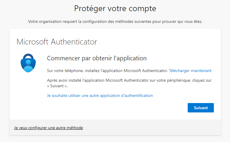 Capture d'écran: Fenêtre Microsoft Authenticator