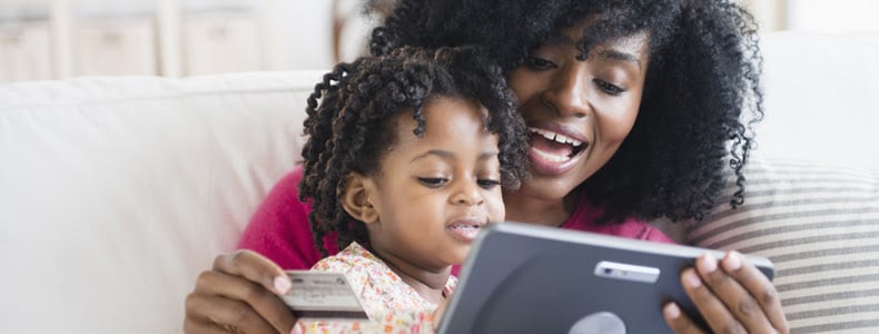 parents et enfants achats en ligne