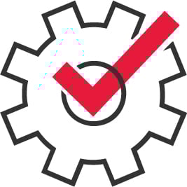 An icon of a cog with a checkmark.