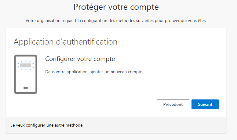 Capture d'écran: Je souhaite utiliser une autre application d'authentification