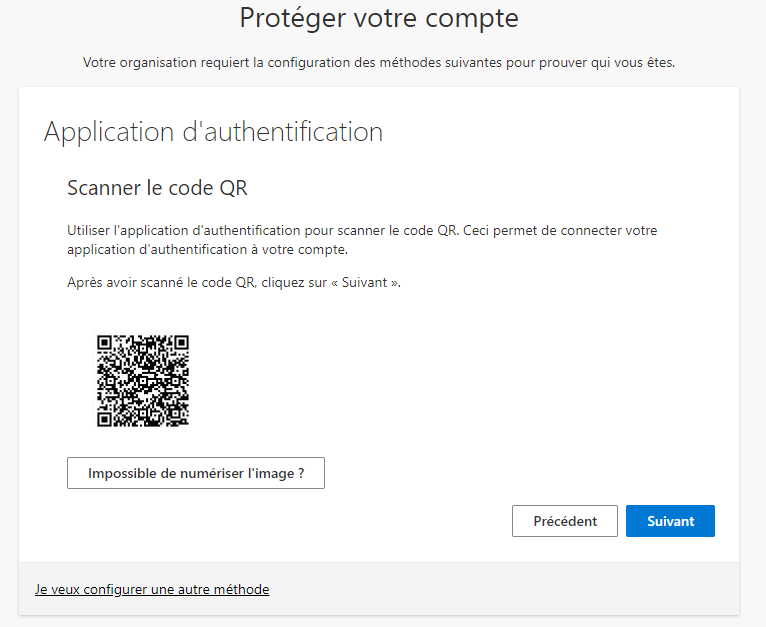 Capture d'écran: Numériser le code QR dans l'application Authenticatore