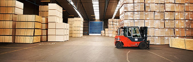 Forklift in warehouse