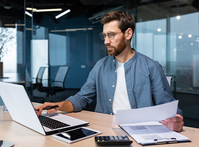 man on computer