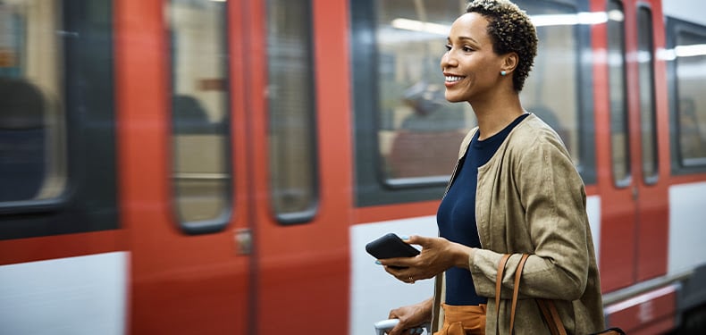 woman waiting for train