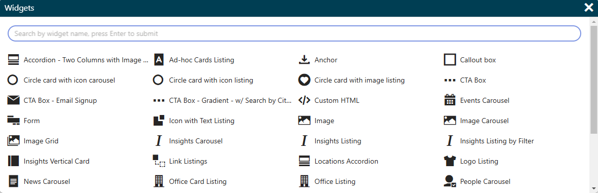widget window
