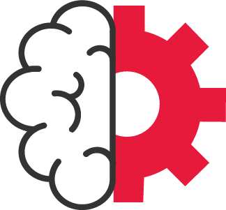 Moitié de dessin d’un cerveau humain et d’une moitié d’engrenage.