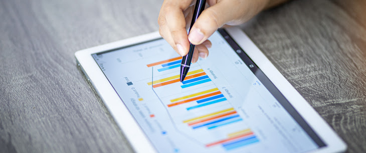 tablet with charts and graphs