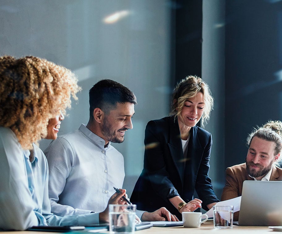 A diverse group of professionals engaged in a meeting.